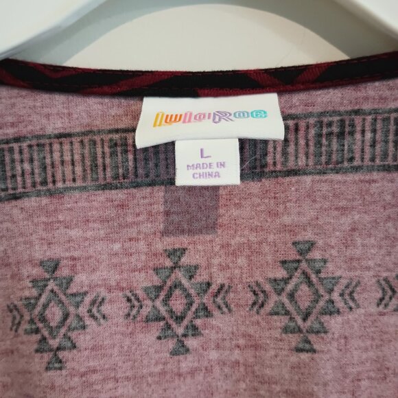 Lularoe Michelle Size L Dark Burgundy Aztec Print  Wrap Dress Belted - Picture 5 of 5